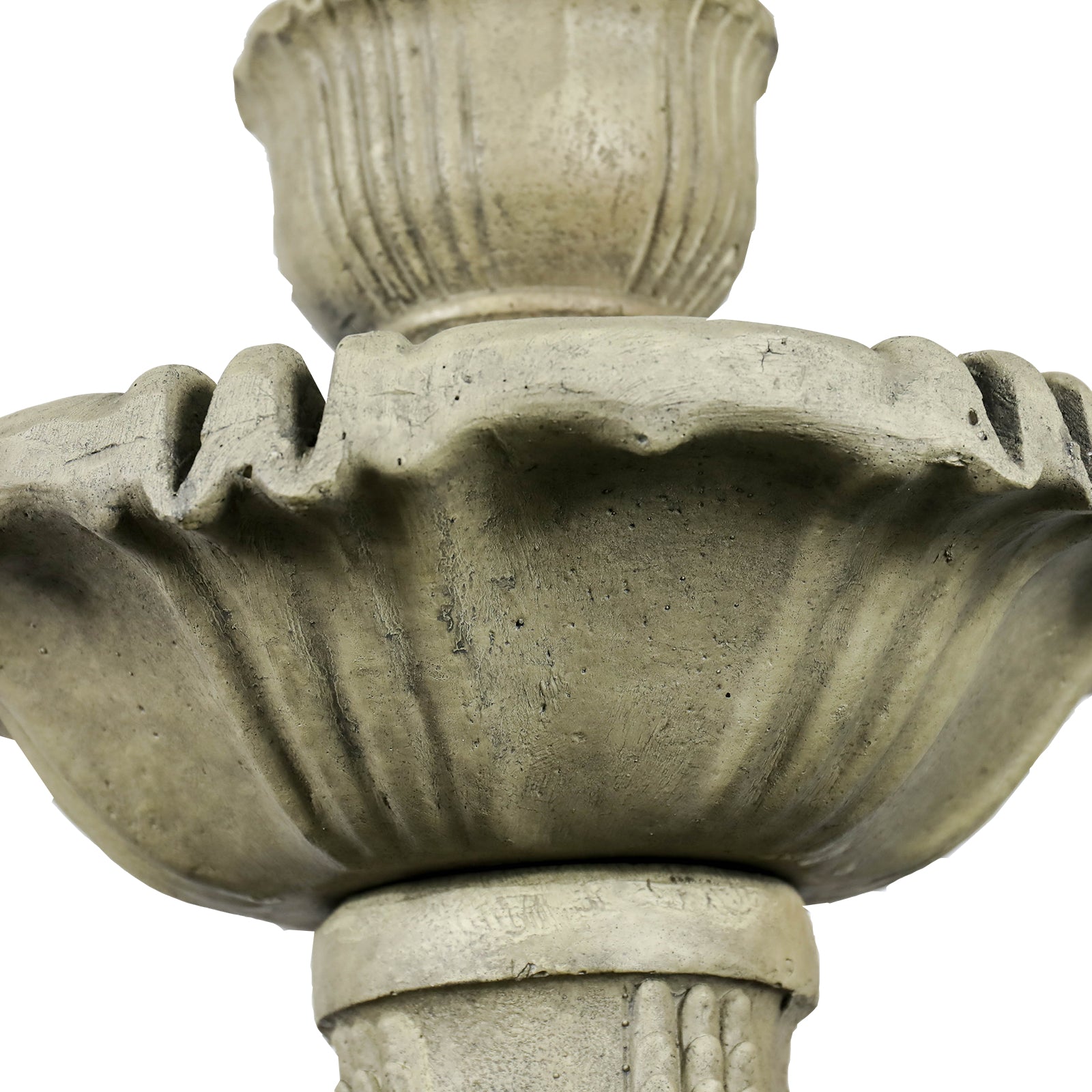 Concrete Water Fountain Pedestal Scalloped 3 Tier