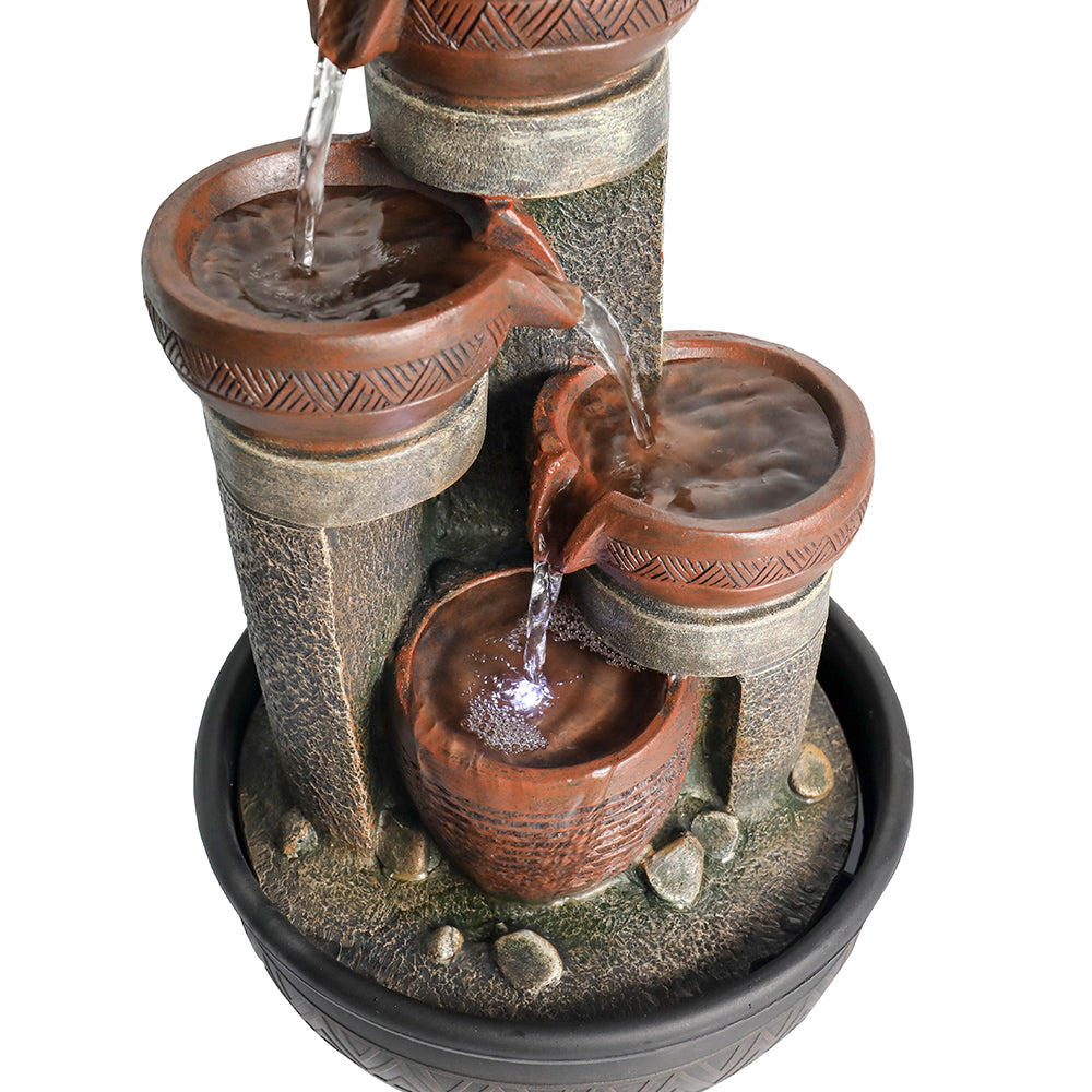 Resin Boho Carved Bowl Tabletop Water Fountain 15 Inch