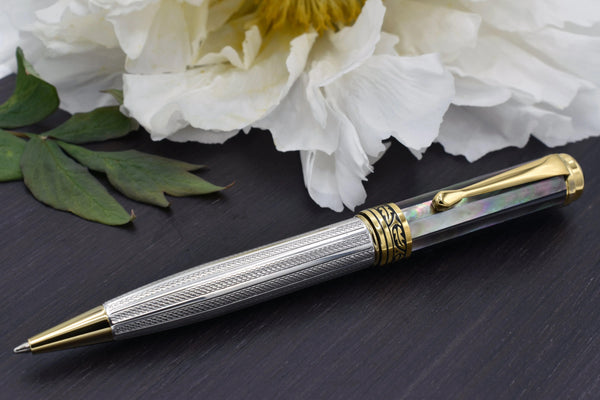 Maestro® 925 Sterling Silver Ballpoint Pen - Tahitian Black Mother of Pearl Cap - Gifts for You 'n Me