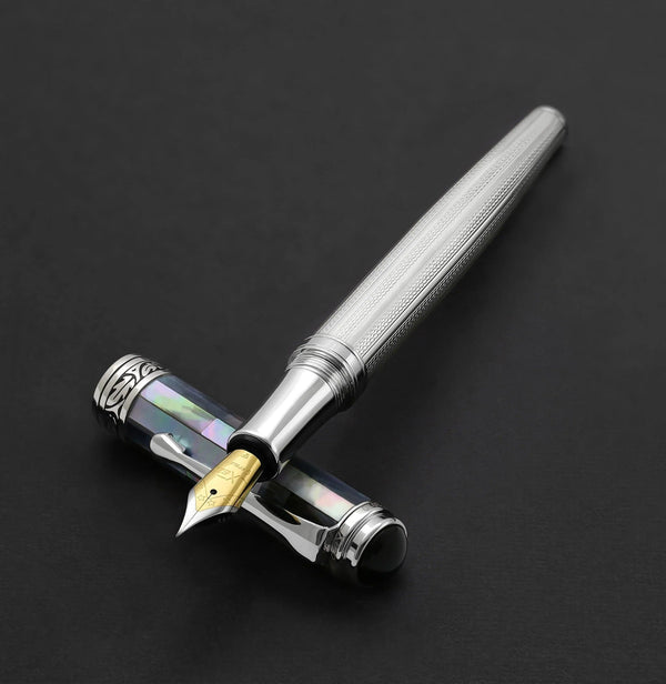 Maestro® 925 Sterling Silver Fountain Pen (Fine Nib) - Black Mother of Pearl Cap - Gifts for You 'n Me