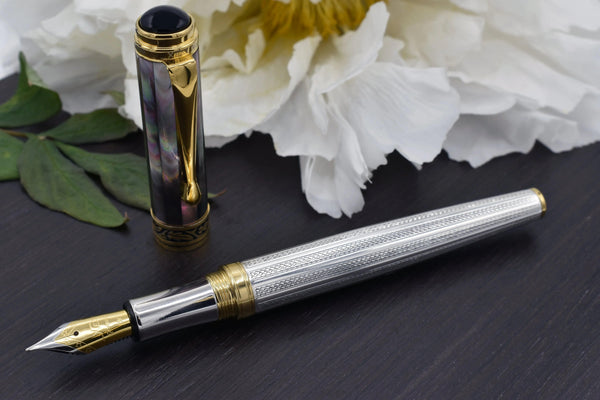 Maestro® 925 Sterling Silver Fountain Pen (Fine Nib) - Tahitian Black Mother of Pearl Cap - Gifts for You 'n Me