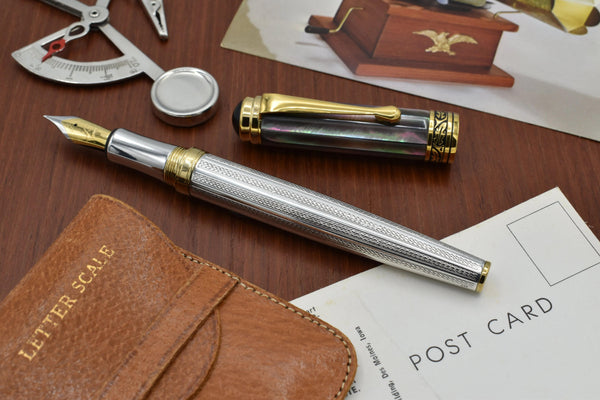 Maestro® 925 Sterling Silver Fountain Pen (Medium Nib) - Tahitian Black Mother of Pearl Cap - Gifts for You 'n Me