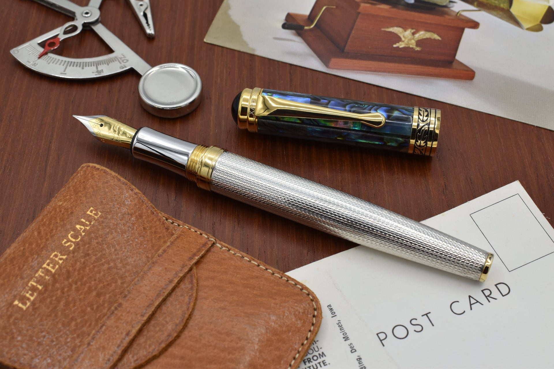 Maestro® 925 Sterling Silver Fountain Pen (Fine Nib) - Paua Abalone Cap