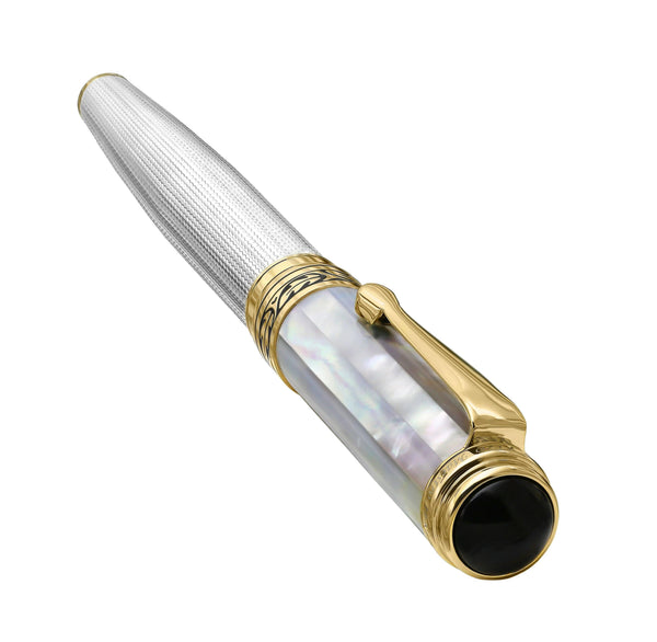 Maestro® 925 Sterling Silver Fountain Pen (Fine Nib) - White Mother of Pearl Cap - Gifts for You 'n Me