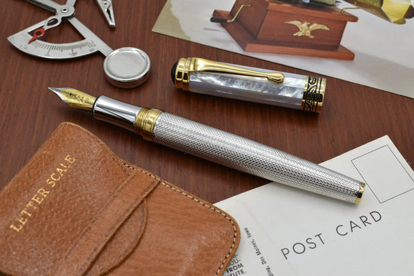 Maestro® 925 Sterling Silver Fountain Pen (Fine Nib) - White Mother of Pearl Cap - Gifts for You 'n Me
