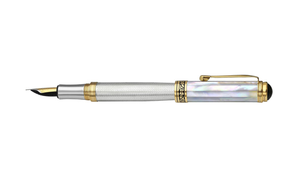 Maestro® 925 Sterling Silver Fountain Pen (Fine Nib) - White Mother of Pearl Cap - Gifts for You 'n Me