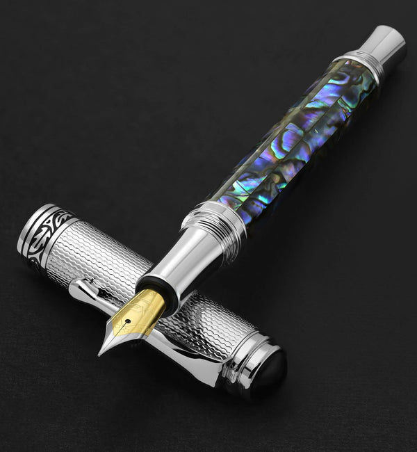Maestro® Paua Abalone Sea Shell Fountain Pen (Fine Nib) - Chrome Plated - Gifts for You 'n Me