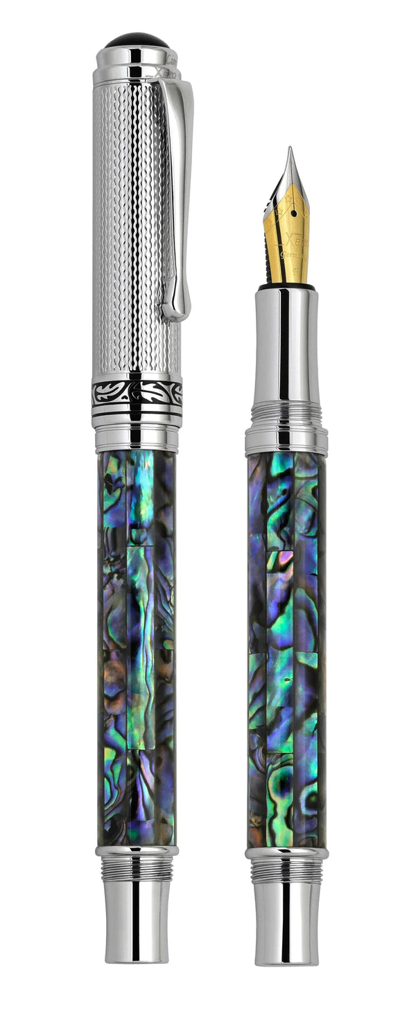 Maestro® Paua Abalone Sea Shell Fountain Pen (Fine Nib) - Chrome Plated - Gifts for You 'n Me