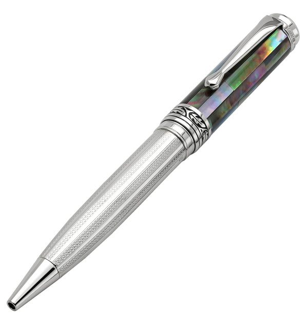 Xezo Maestro® 925 Sterling Silver Ballpoint Pen - Black Mother of Pearl Cap