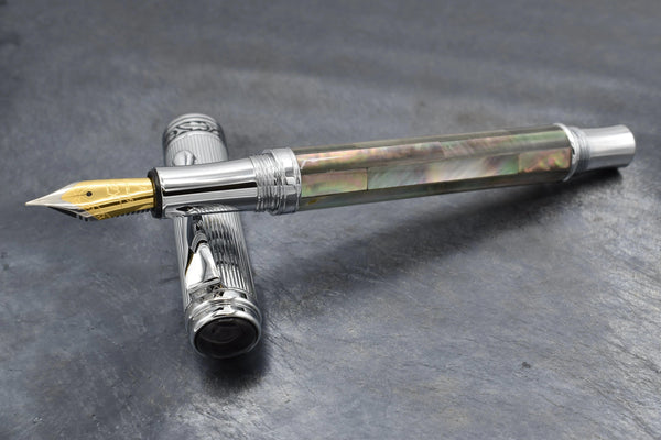 Maestro® Black Mother of Pearl Fountain Pen (Fine Nib) - Chrome Plated - Gifts for You 'n Me