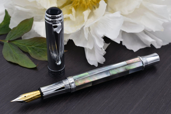 Maestro® Black Mother of Pearl Fountain Pen (Medium Nib) - Chrome Plated - Gifts for You 'n Me