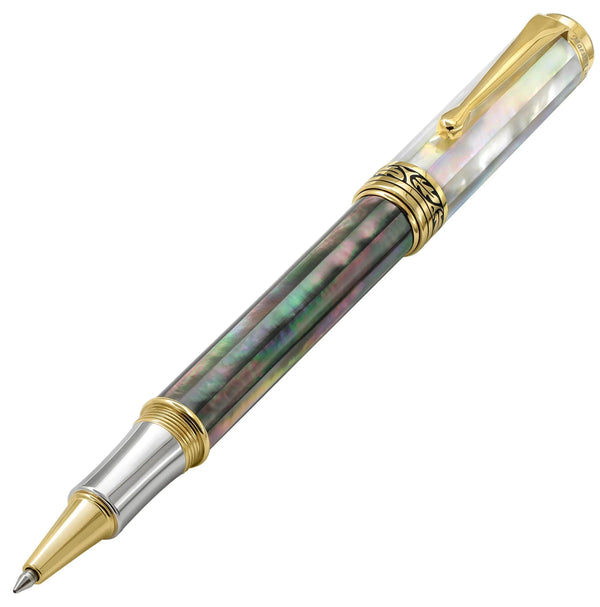 Maestro® Black and White Mother of Pearl Rollerball Pen - 18K Gold Plated - Gifts for You 'n Me