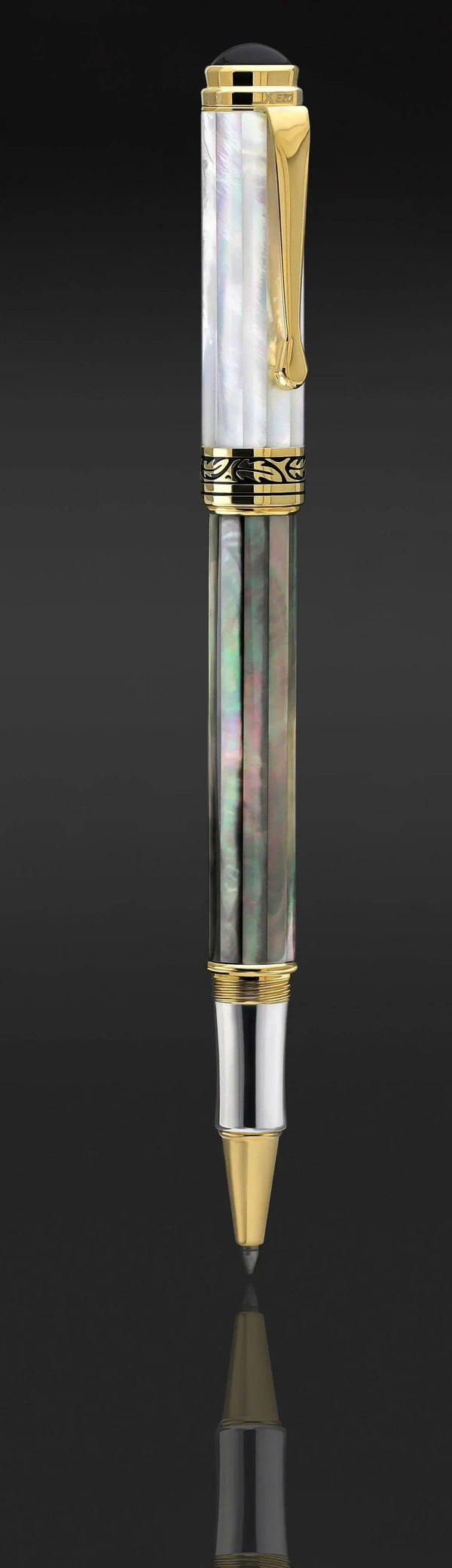 Maestro® Black and White Mother of Pearl Rollerball Pen - 18K Gold Plated - Gifts for You 'n Me