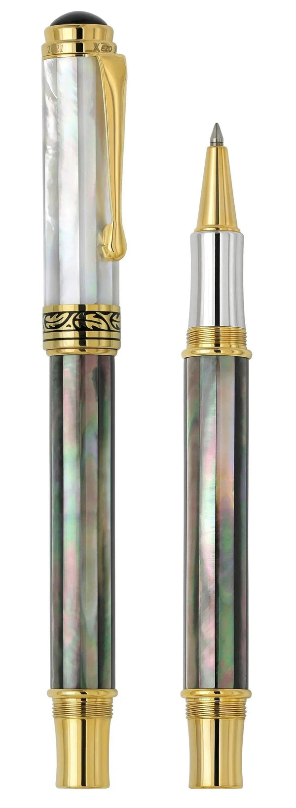 Maestro® Black and White Mother of Pearl Rollerball Pen - 18K Gold Plated - Gifts for You 'n Me