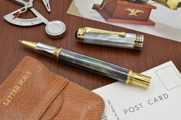 Maestro® Black and White Mother of Pearl Rollerball Pen - 18K Gold Plated - Gifts for You 'n Me