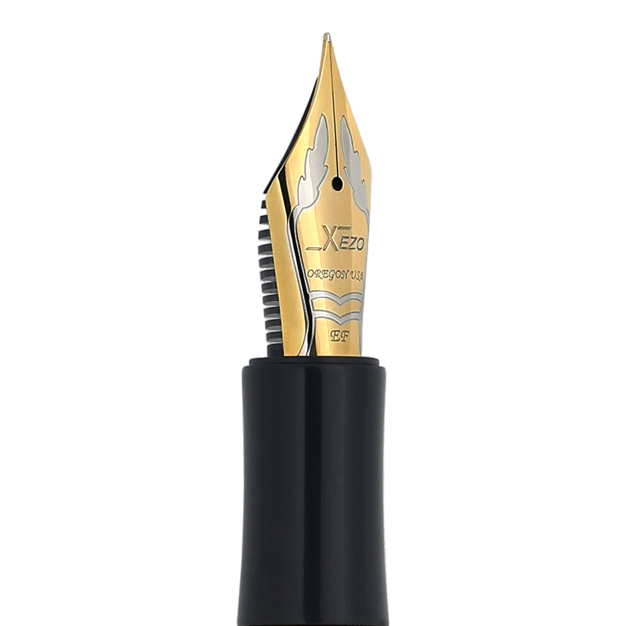 Xezo Maestro® Black Mother of Pearl Fountain Pen (Extra Fine Nib) - Chrome Plated