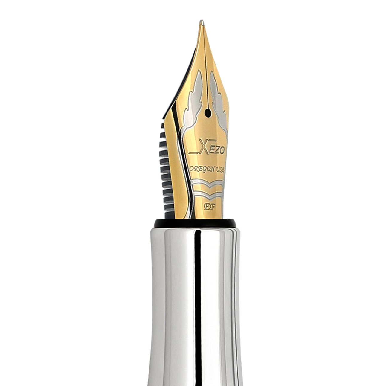 Xezo Maestro® Black and White Mother of Pearl Fountain Pen (Extra Fine Nib) - 18K Gold Plated