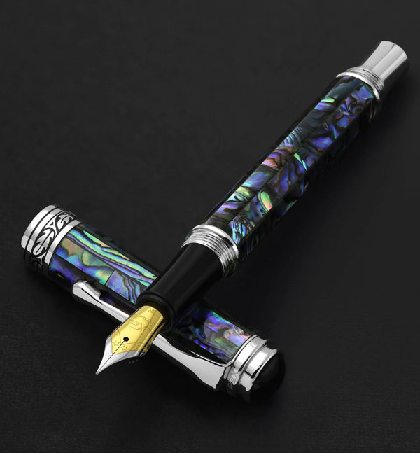 Maestro® Paua Abalone Sea Shell Fountain Pen (Fine Nib) - Platinum Plated - Gifts for You 'n Me