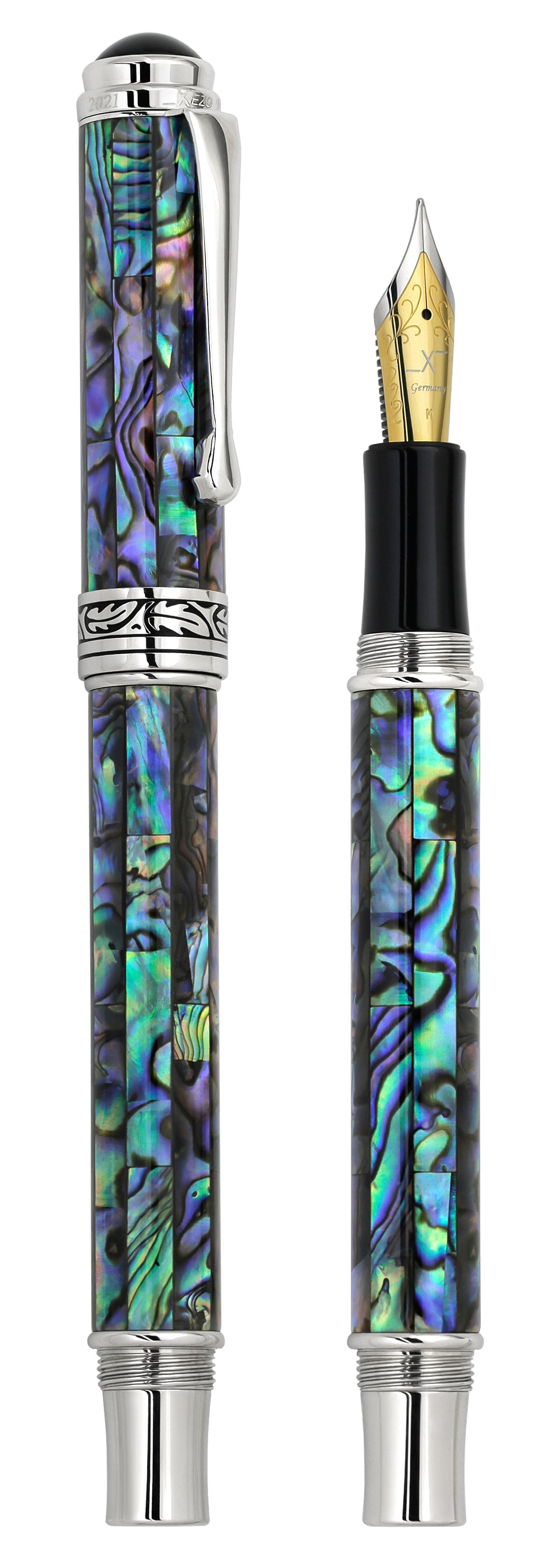 Maestro® Paua Abalone Sea Shell Fountain Pen (Medium Nib) - Platinum Plated
