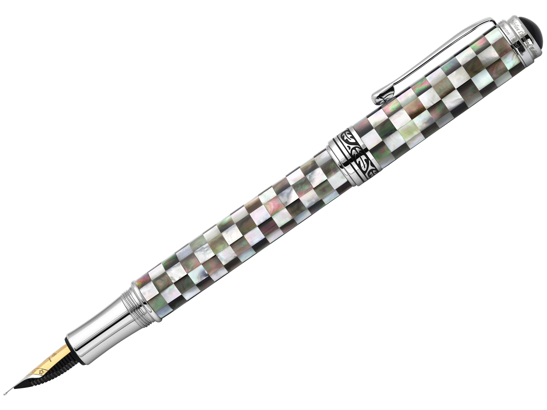 Xezo Maestro® Jubilee Classic of The Ocean Fountain Pen (Medium Nib) - Black & White Mother of Pearl