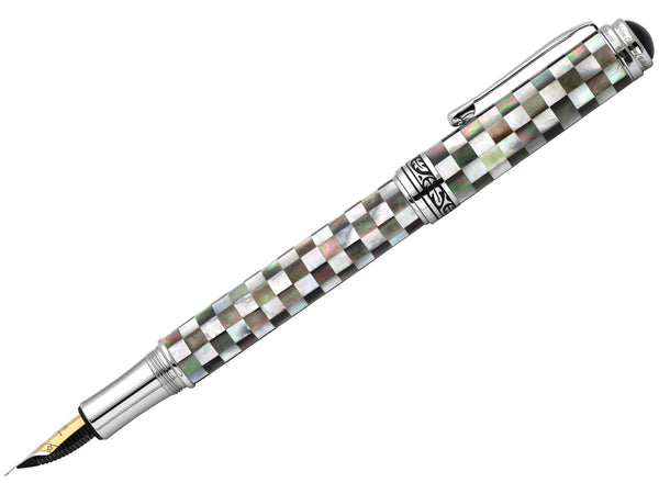 Xezo Maestro® Jubilee Classic of The Ocean Fountain Pen (Medium Nib) - Black & White Mother of Pearl