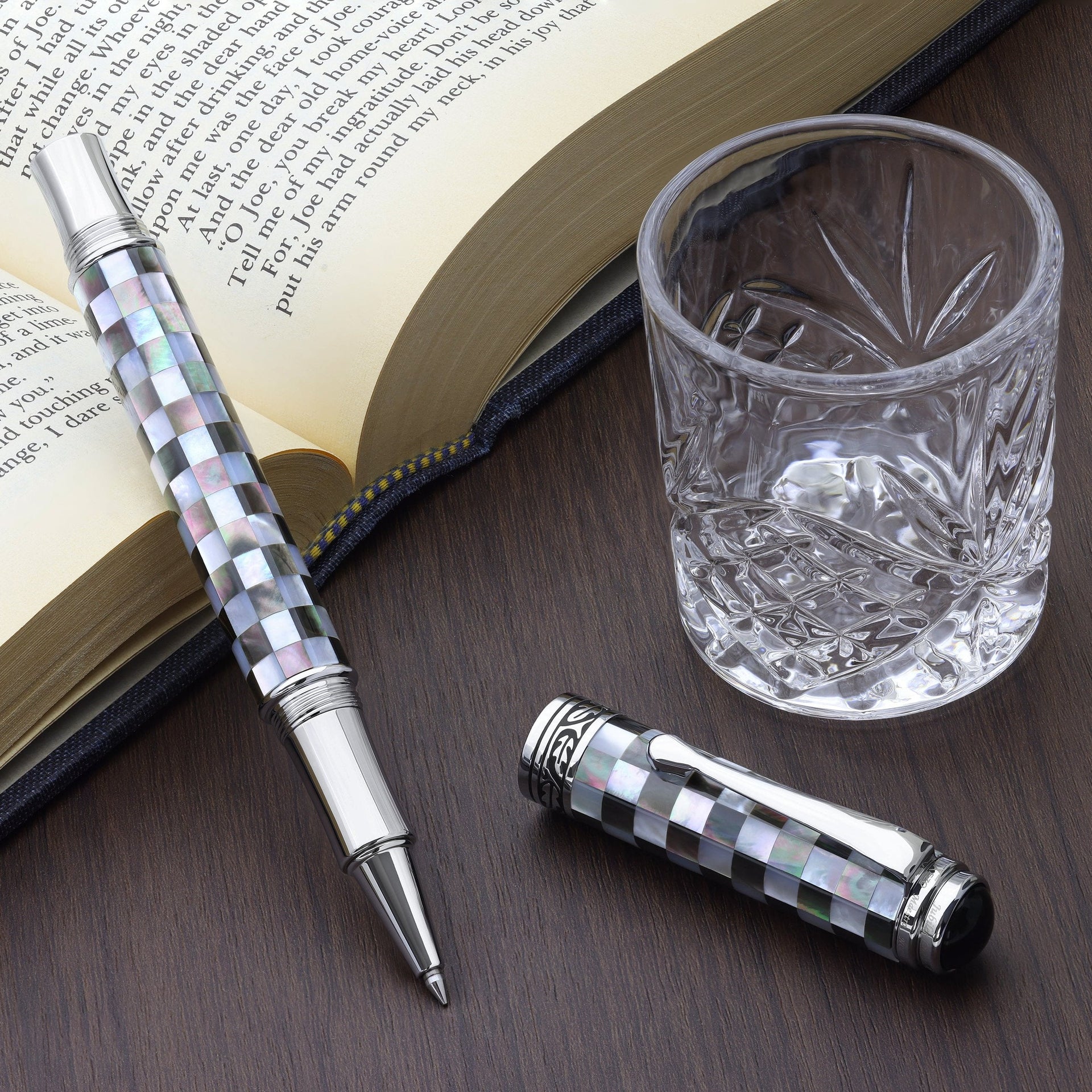 Xezo Maestro® Jubilee Classic of The Ocean Rollerball Pen - Black & White Mother of Pearl