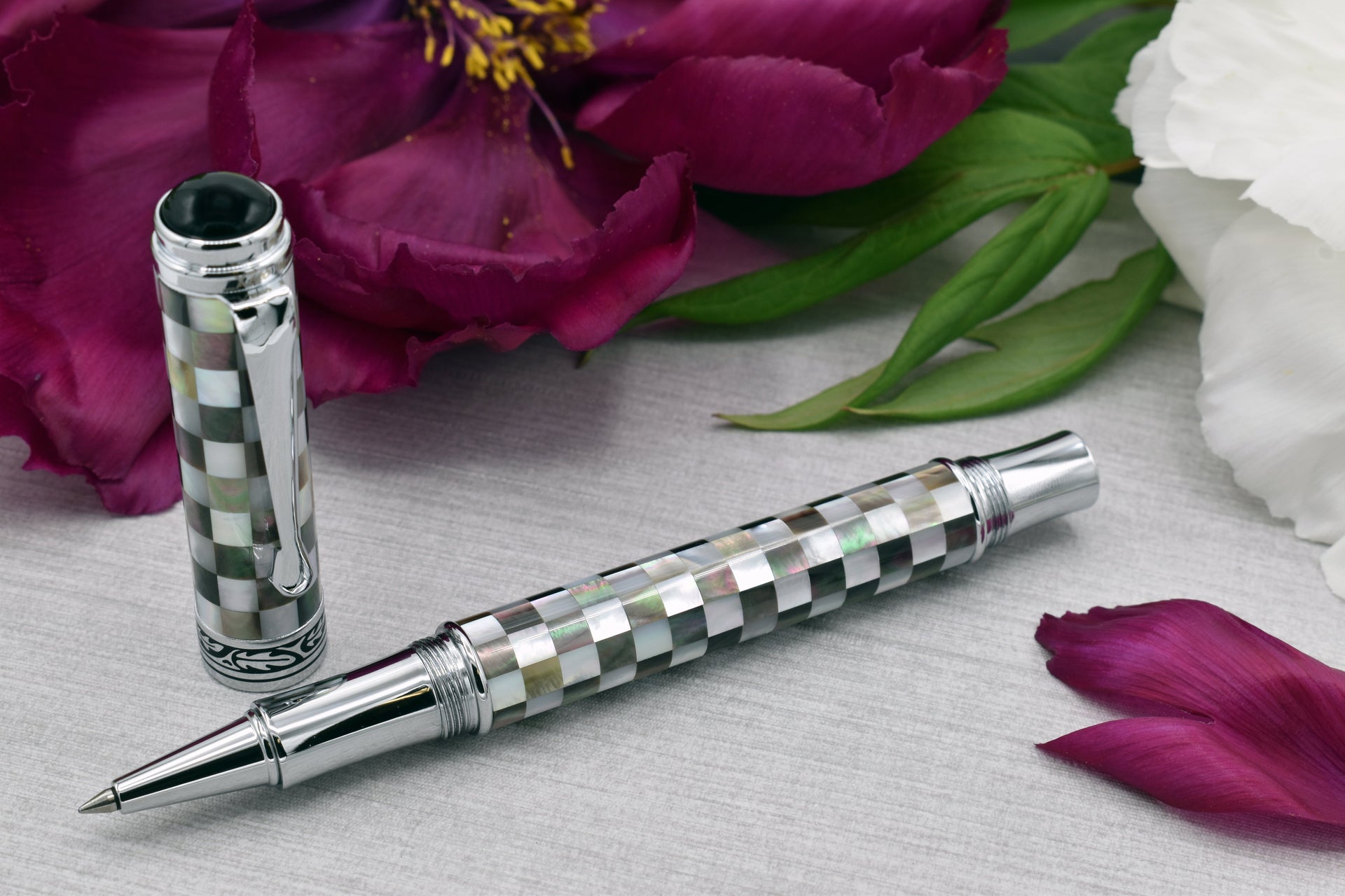 Xezo Maestro® Jubilee Classic of The Ocean Rollerball Pen - Black & White Mother of Pearl