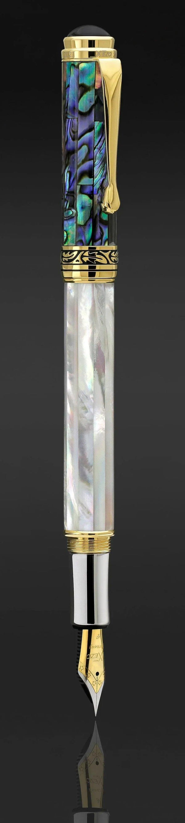 Maestro® 18K Gold Plated Fountain Pen (Fine Nib) - Oceanic White Mother of Pearl & Paua Abalone - Gifts for You 'n Me