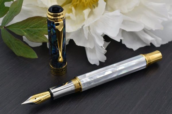 Maestro® 18K Gold Plated Fountain Pen (Fine Nib) - Oceanic White Mother of Pearl & Paua Abalone - Gifts for You 'n Me