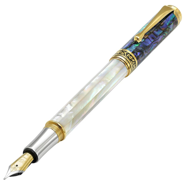 Maestro® 18K Gold Plated Fountain Pen (Medium Nib) - Oceanic White Mother of Pearl & Paua Abalone - Gifts for You 'n Me