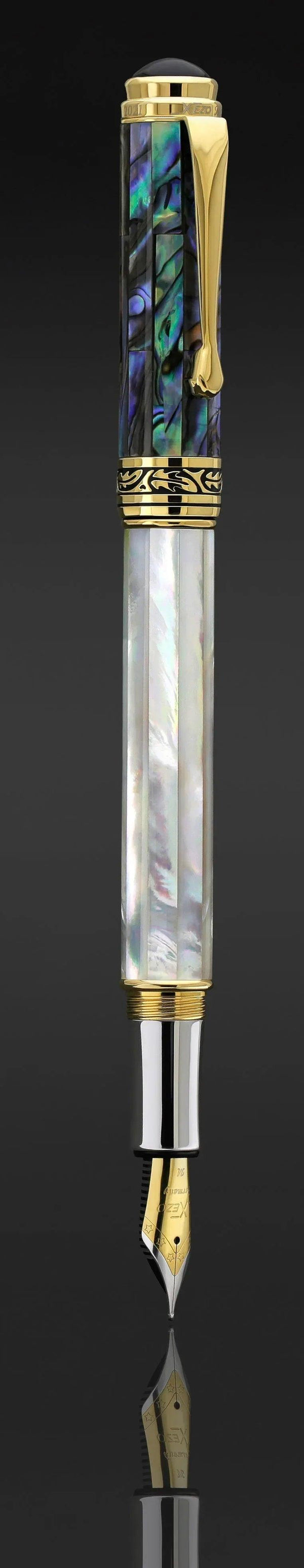 Maestro® 18K Gold Plated Fountain Pen (Medium Nib) - Oceanic White Mother of Pearl & Paua Abalone - Gifts for You 'n Me