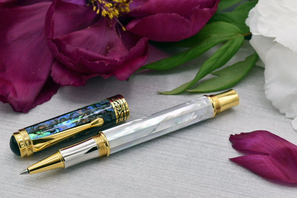 Maestro® 18K Gold Plated Rollerball Pen - Oceanic White Mother of Pearl & Paua Abalone - Gifts for You 'n Me