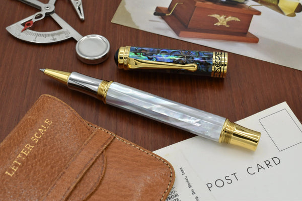 Maestro® 18K Gold Plated Rollerball Pen - Oceanic White Mother of Pearl & Paua Abalone - Gifts for You 'n Me