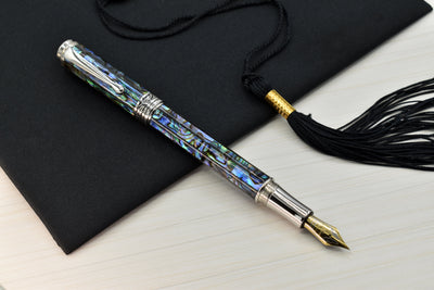 Xezo Maestro® Paua Abalone Sea Shell Fountain Pen (Extra Fine Nib) - Platinum Plated