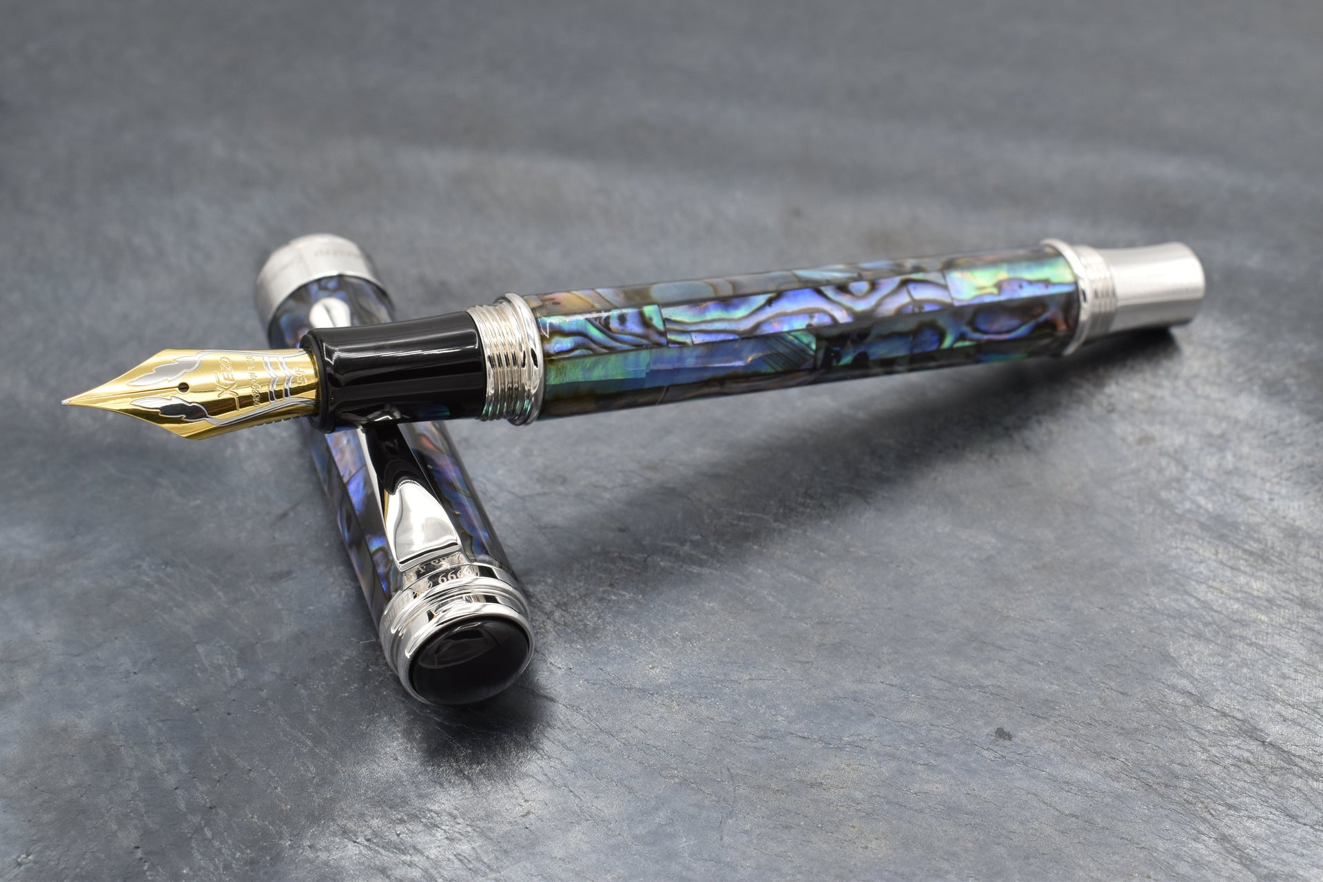 Xezo Maestro® Paua Abalone Sea Shell Fountain Pen (Extra Fine Nib)