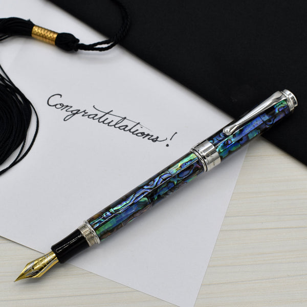 Xezo Maestro® Paua Abalone Sea Shell Fountain Pen (Extra Fine Nib)