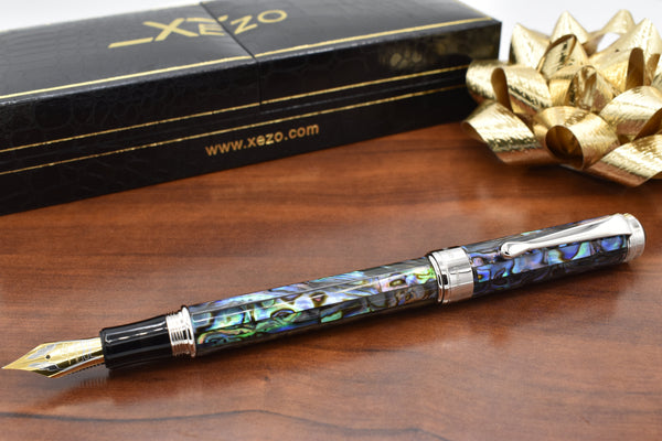 Xezo Maestro® Paua Abalone Sea Shell Fountain Pen (Extra Fine Nib)