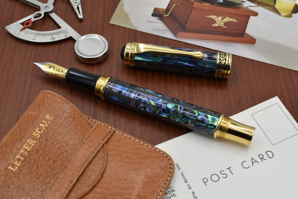 Xezo Maestro® Paua Abalone Sea Shell Fountain Pen (Fine Nib) - 18K Gold Plated
