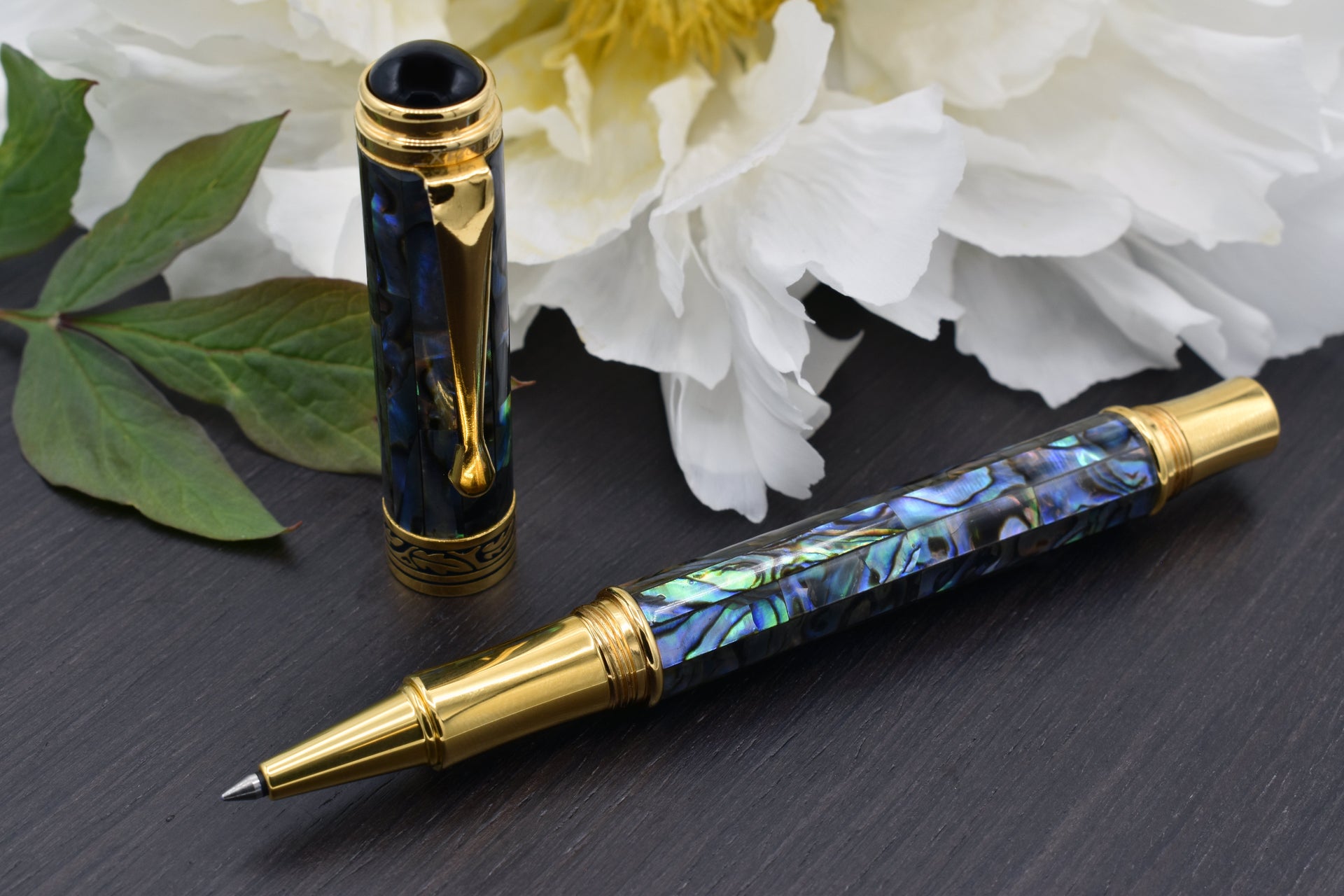 Maestro® Paua Abalone Sea Shell Rollerball Pen - 18K Gold Plated