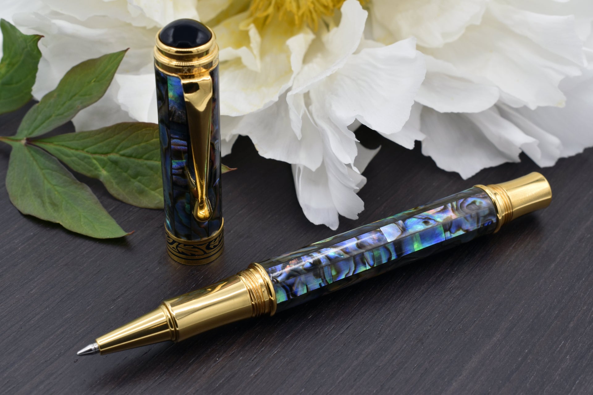 Maestro® Paua Abalone Sea Shell Rollerball Pen - 18K Gold Plated