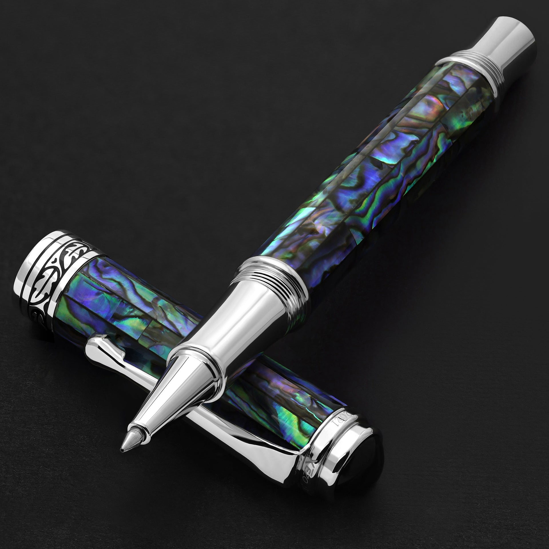 Maestro® Paua Abalone Sea Shell Rollerball Pen - Platinum Plated