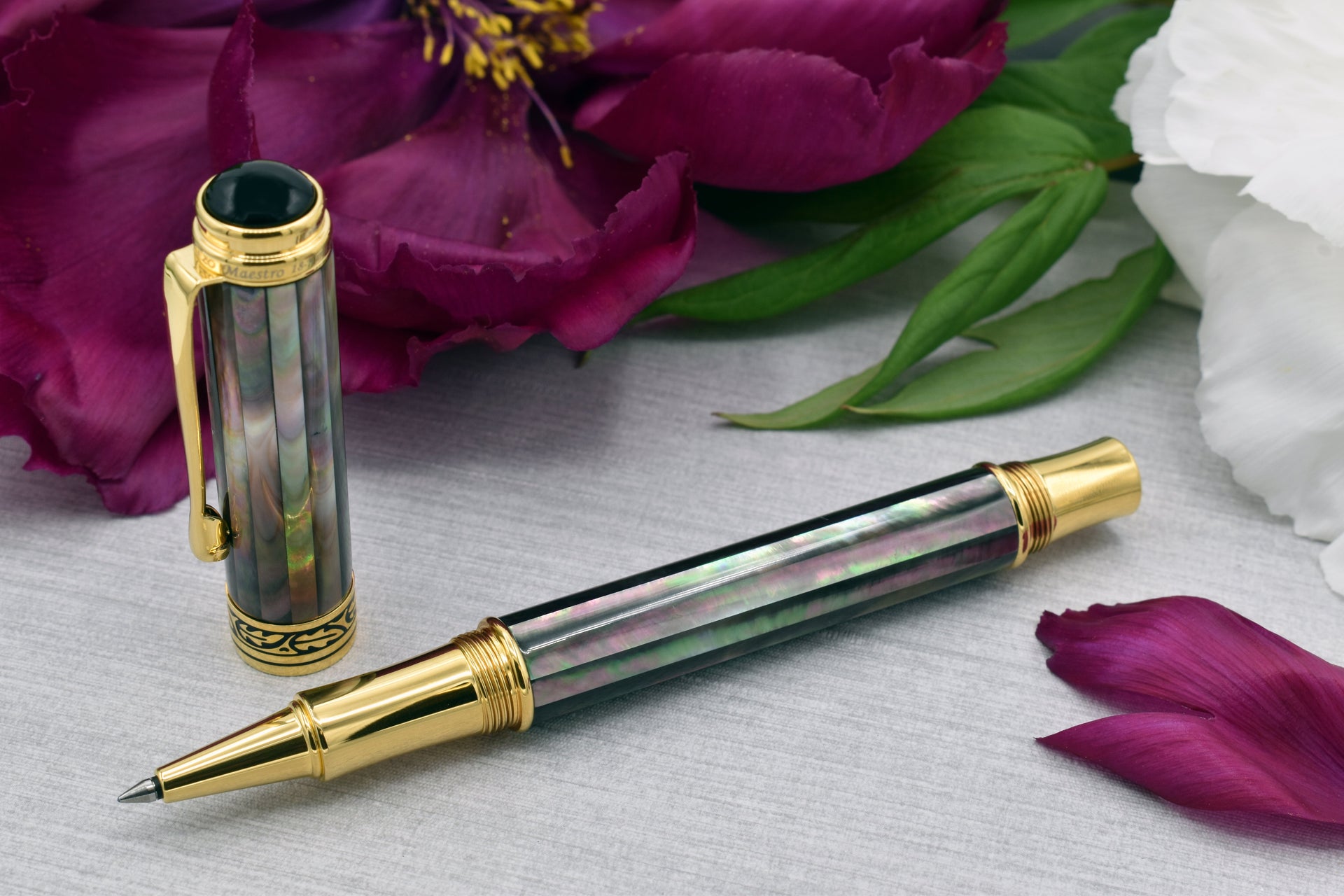 Maestro® 18K Gold Plated Rollerball Pen - Tahitian Black Mother of Pearl