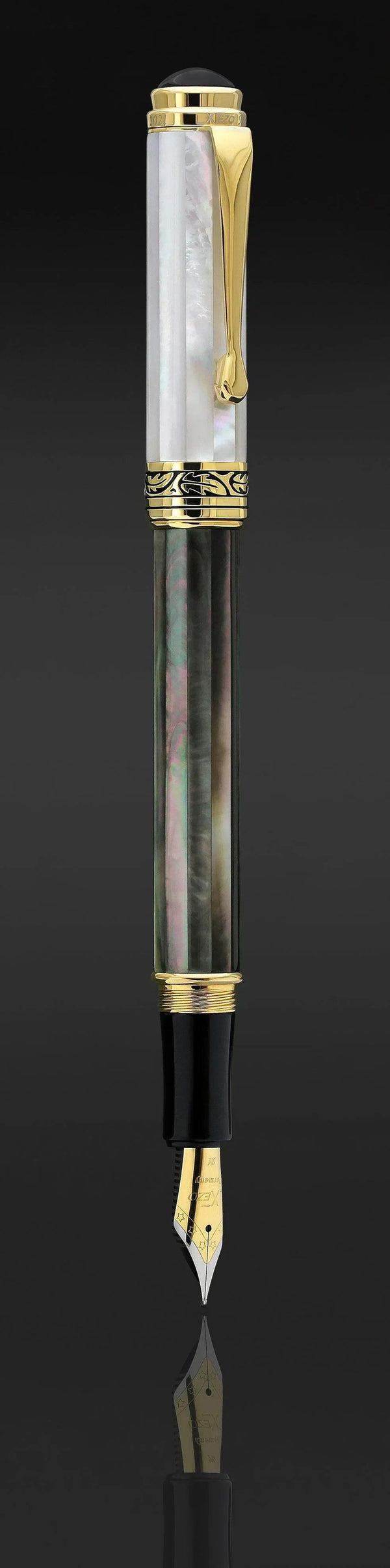 Maestro® Black and White Mother of Pearl Fountain Pen (Medium Nib) - 18K Gold Plated - Gifts for You 'n Me