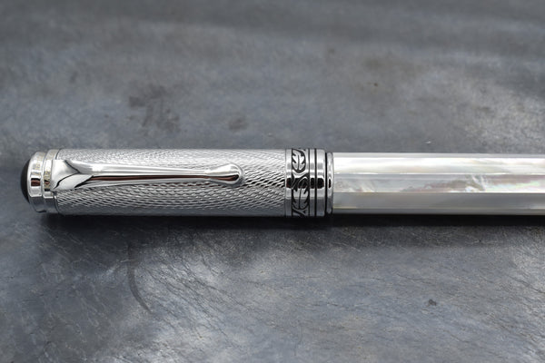 Xezo Maestro® Oceanic White Mother of Pearl Rollerball Pen - Chrome Cap