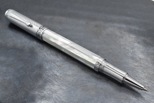 Xezo Maestro® Oceanic White Mother of Pearl Rollerball Pen - Chrome Cap