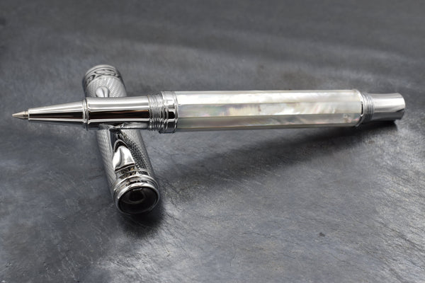 Xezo Maestro® Oceanic White Mother of Pearl Rollerball Pen - Chrome Cap