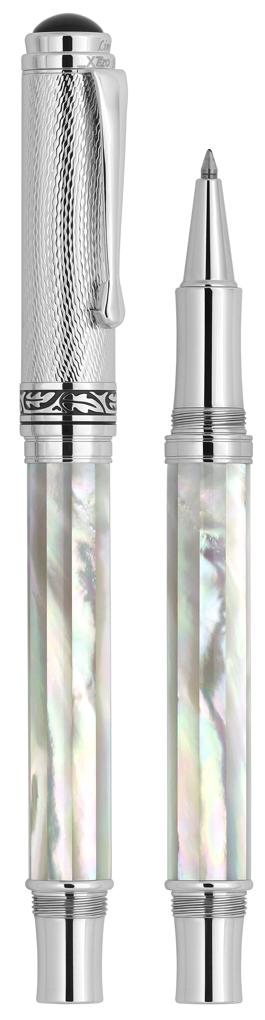 Xezo Maestro® Oceanic White Mother of Pearl Rollerball Pen - Chrome Cap