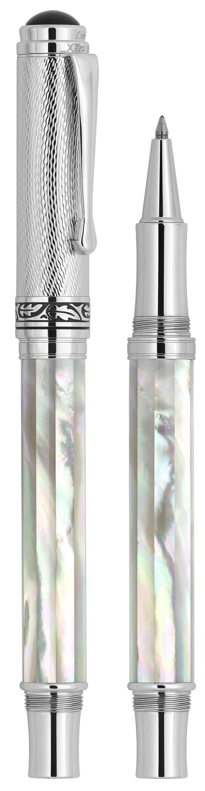 Xezo Maestro® Oceanic White Mother of Pearl Rollerball Pen - Chrome Cap