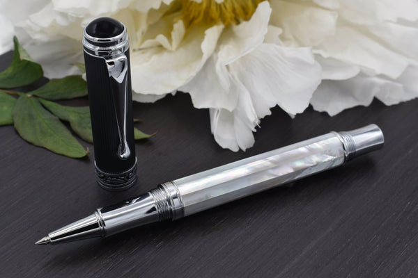 Maestro® Oceanic White Mother of Pearl Rollerball Pen - DLC (Diamond-Like Coating) PVD Cap - Gifts for You 'n Me