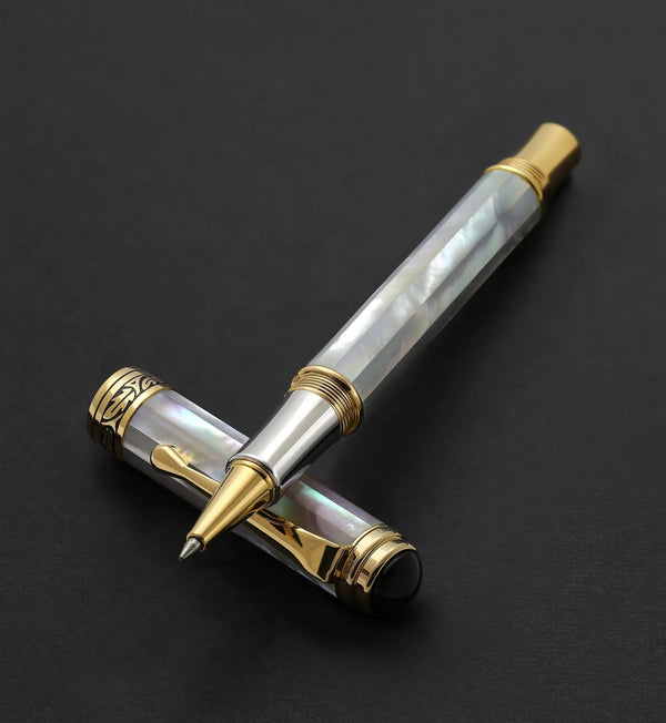 Maestro® 18K Gold Plated Rollerball Pen - Oceanic White Mother of Pearl - Gifts for You 'n Me